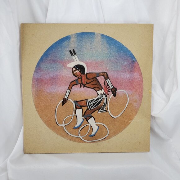 Native American Hoop Dancer Sand Art Painting On Wood Particle Board unsigned - Picture 2 of 10